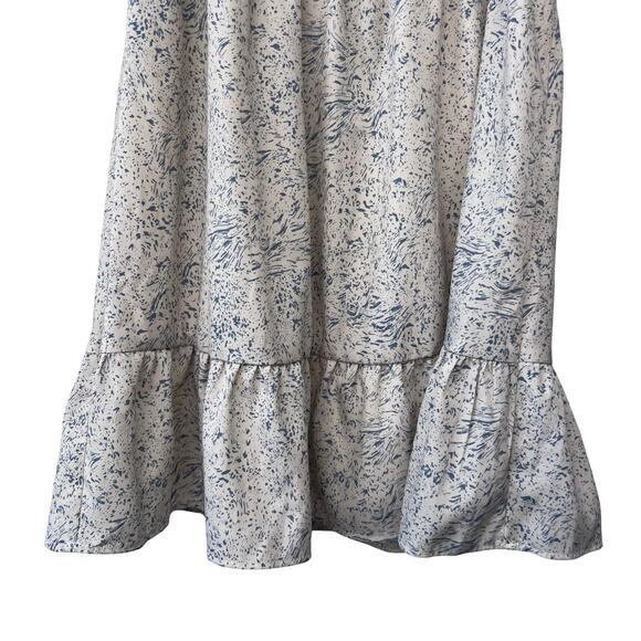Gilli Abstract Blue White Print Short Sleeve Mini Dress Ruffle Hem Women’s M - Picture 6 of 8